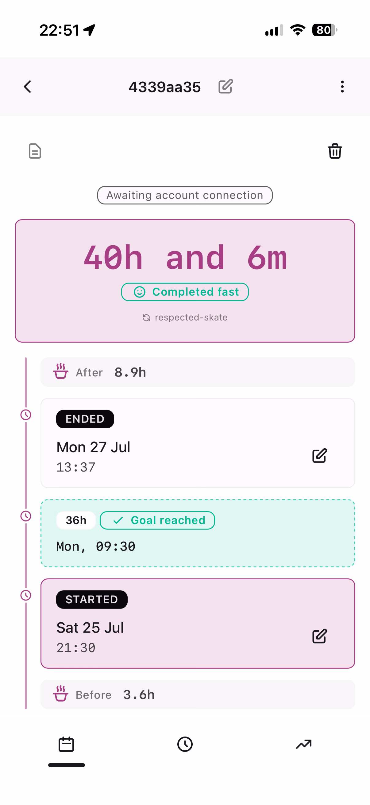 Stay at Zero fast detail with start, goal, and end on a timeline